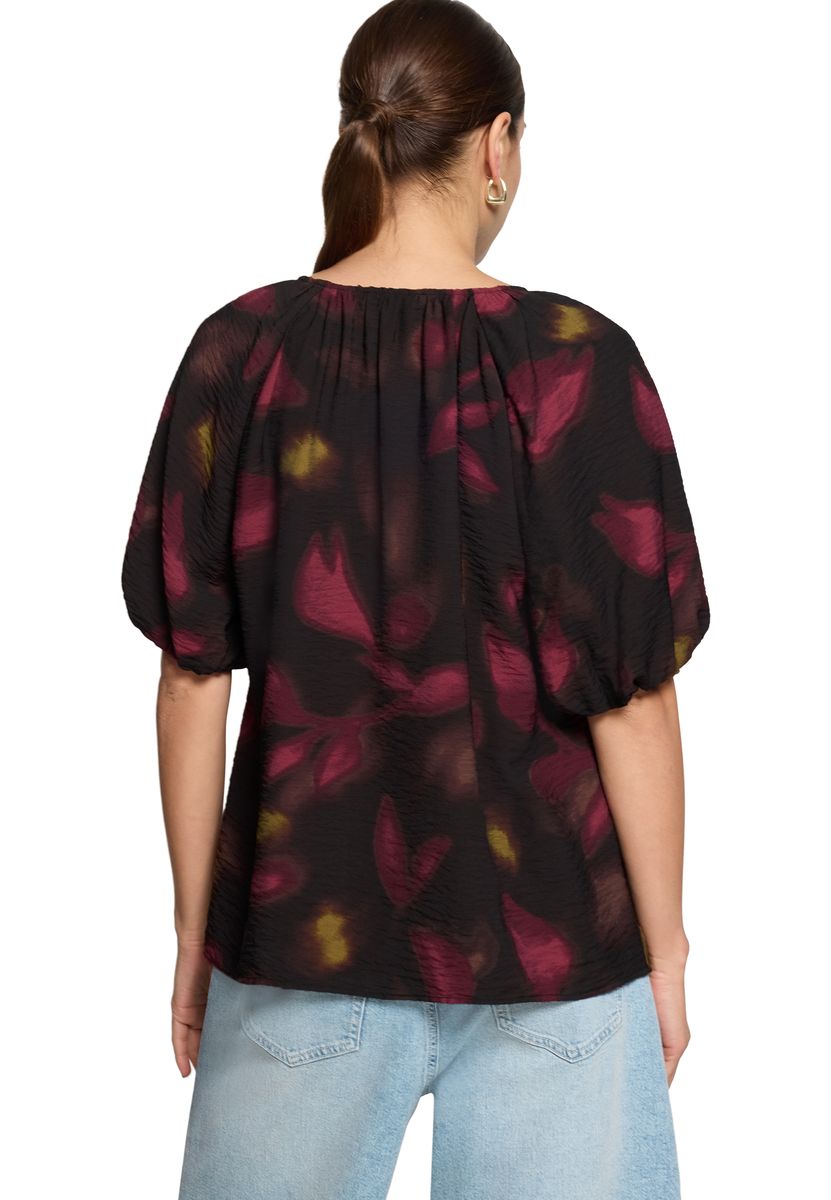 Print-Bluse mit Schlüsselloch-Ausschnitt