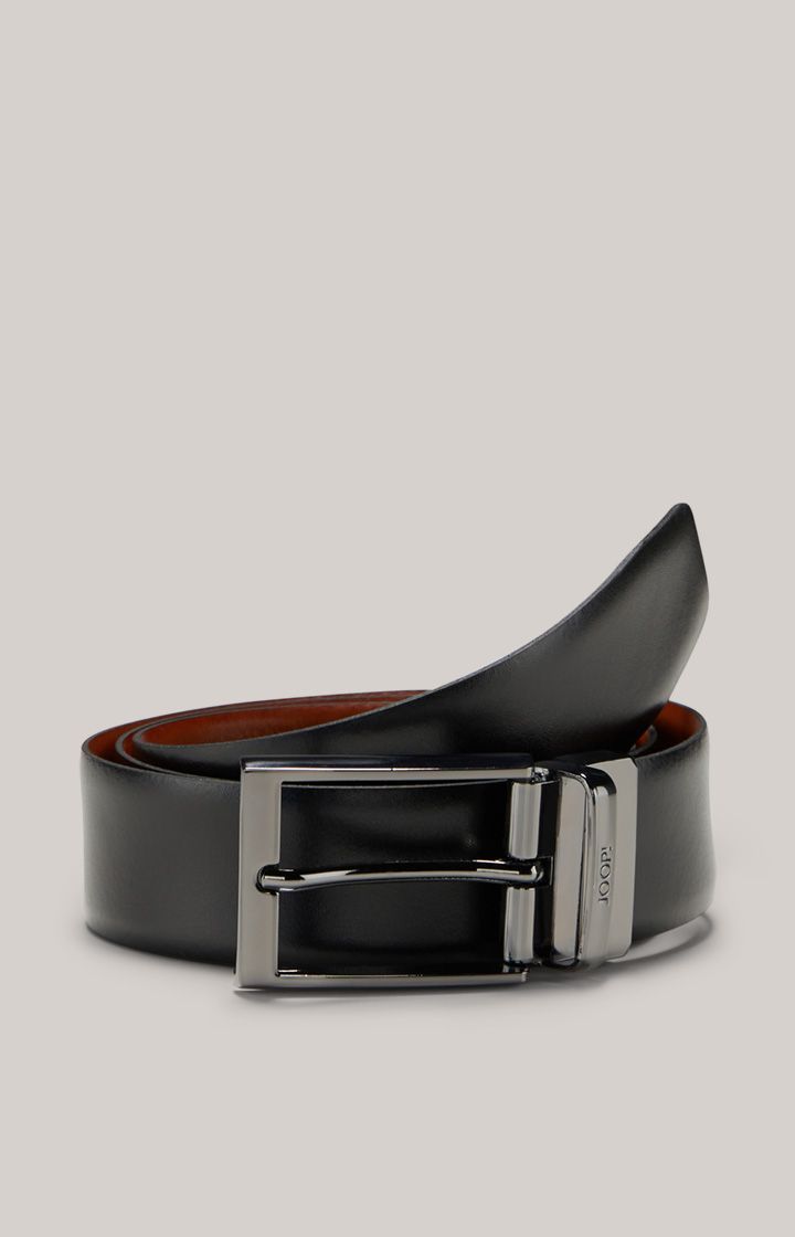 JOOP! Wendegürtel Leder Cognac/Schwarz mit Silber Schnalle