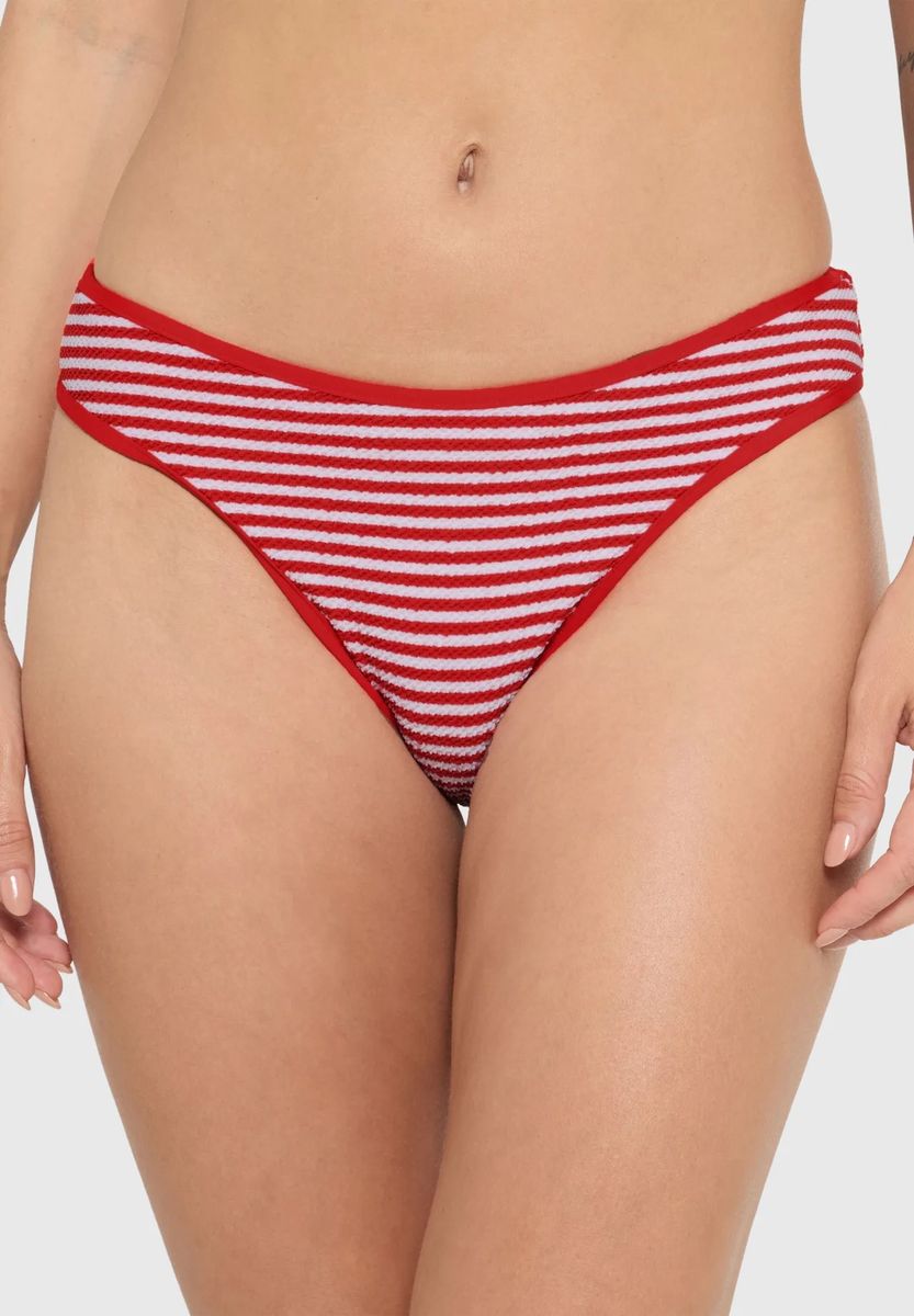 Strukturierter High-Leg Gestreifter Slip