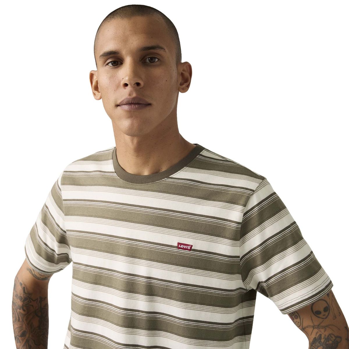 Gestreiftes T-Shirt mit Rundhalsausschnitt