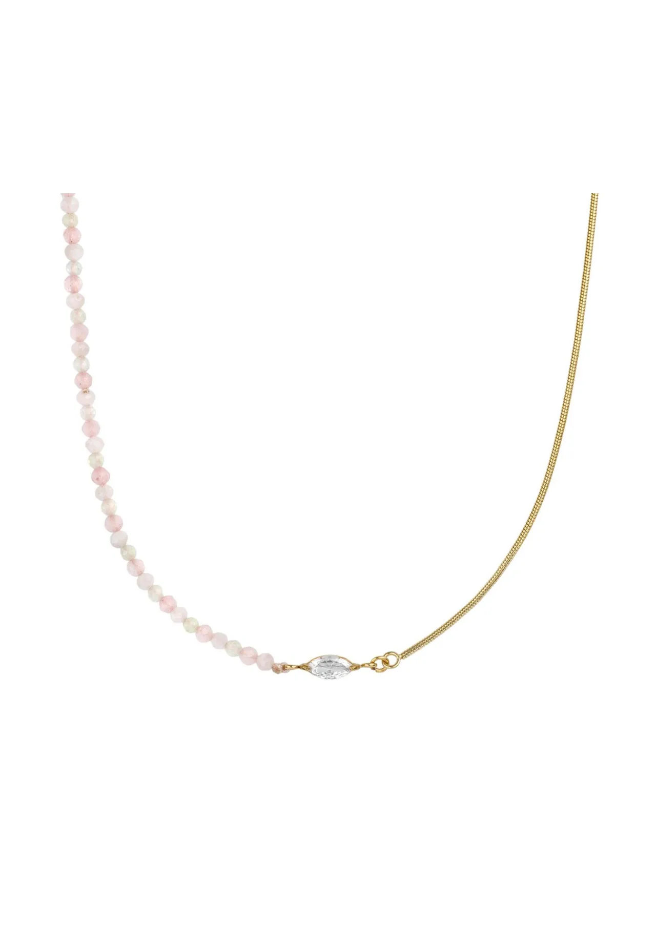 Asymmetrische Perlenkette mit Marquise-Zirkonia