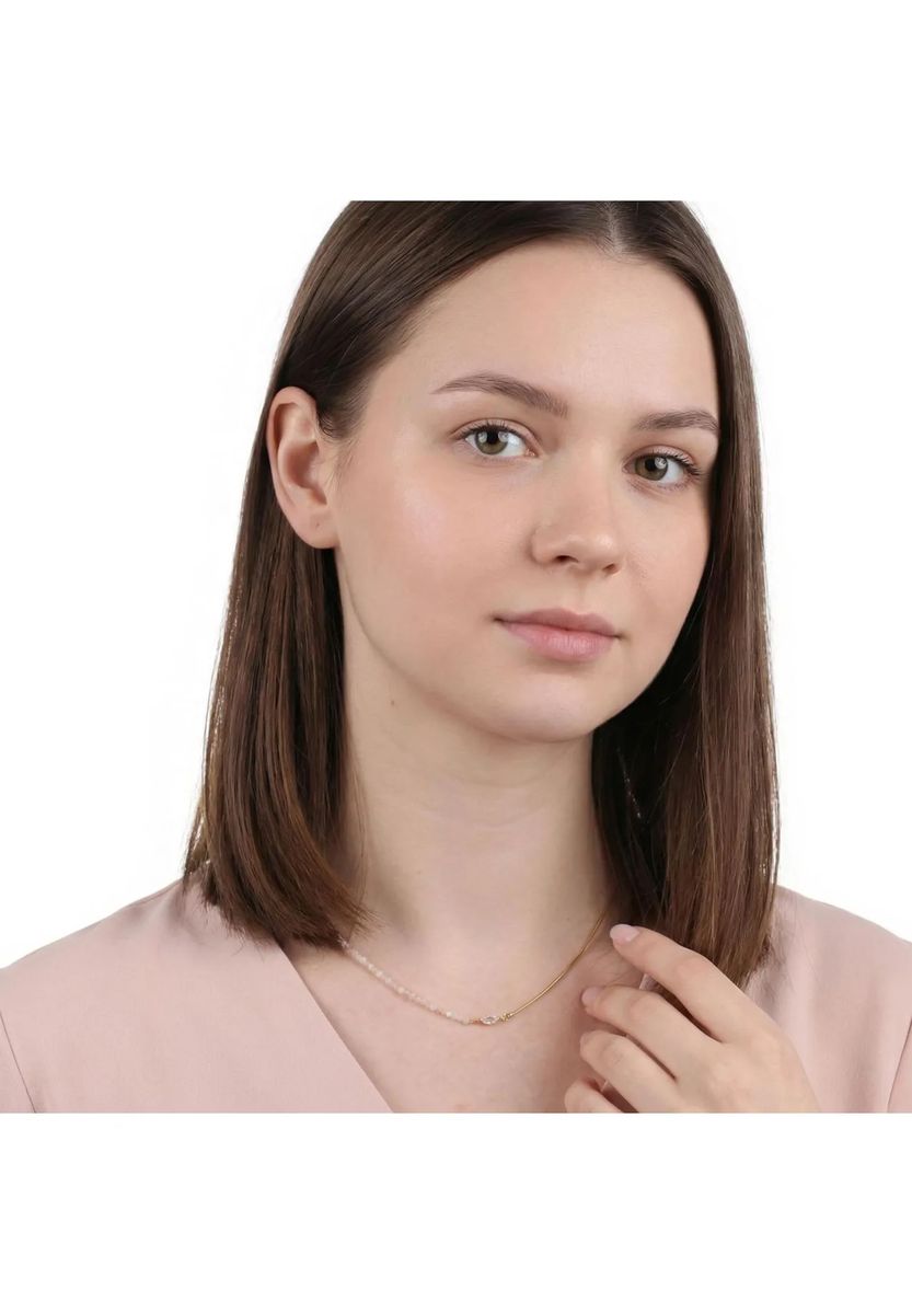 Asymmetrische Perlenkette mit Marquise-Zirkonia