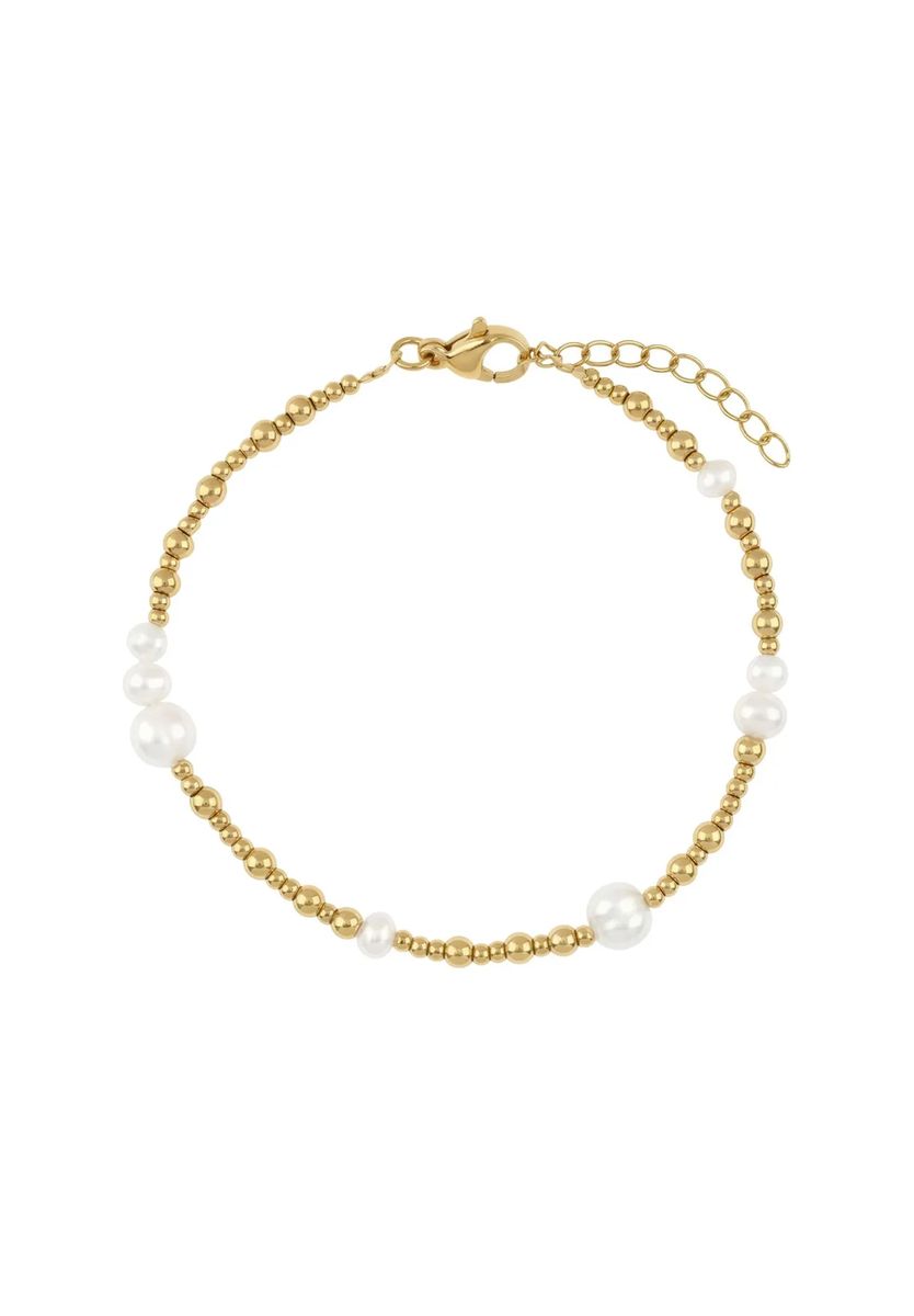 Vergoldetes Perlenarmband mit Edelstahlperlen