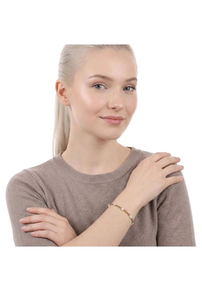 Vergoldetes Perlenarmband mit Edelstahlperlen