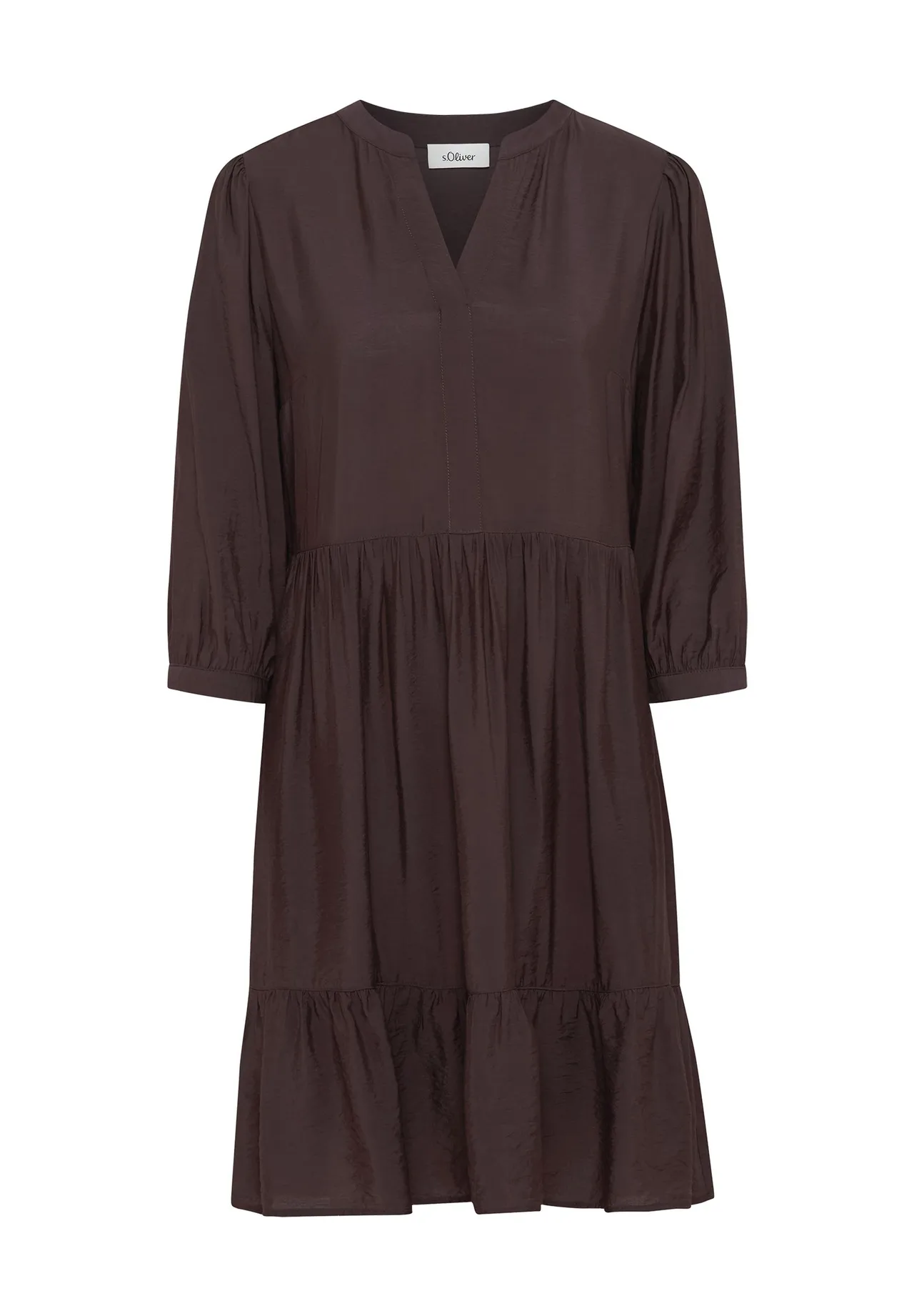 Gestuftes Volant-Hängerkleid mit V-Ausschnitt