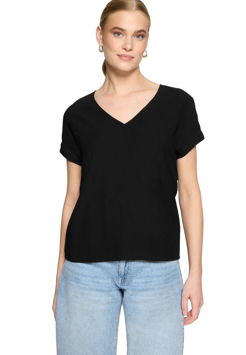 Minimalistische V-Ausschnitt Bluse mit Bindeband