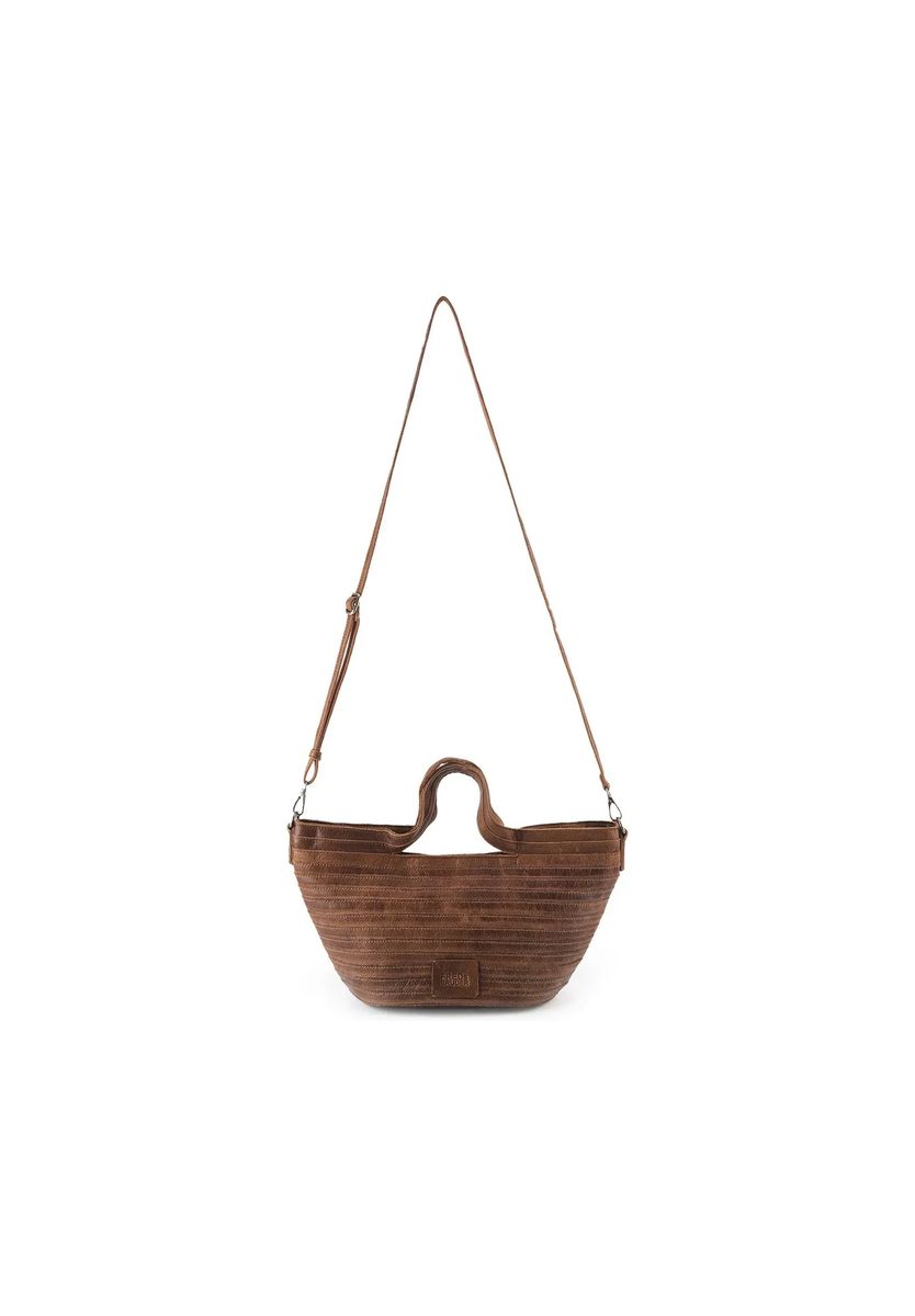 Strukturierte Leder-Korb-Tasche