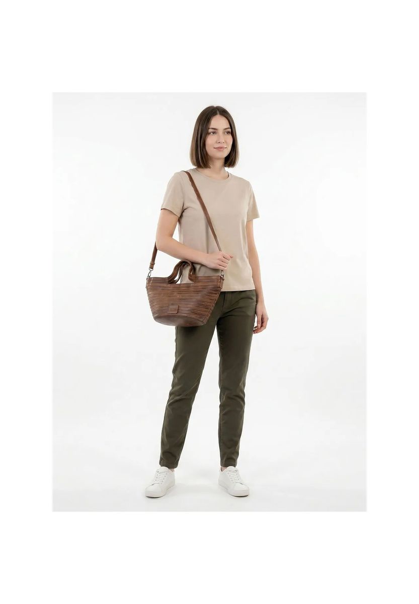 Strukturierte Leder-Korb-Tasche