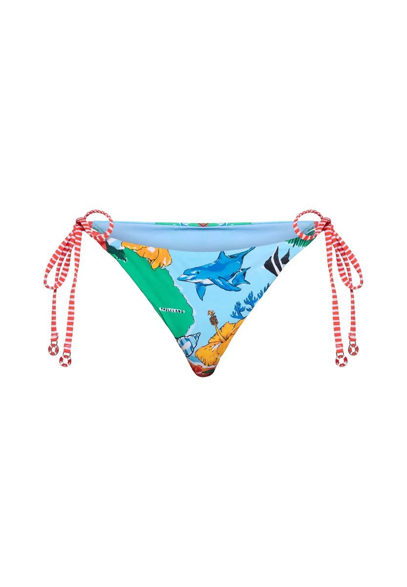 Bikini-Hose mit Tropen-Print und Schnürung