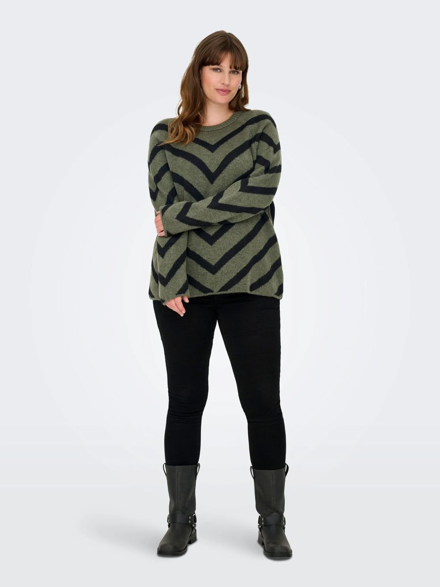 Chevron-Streifen Strickpullover