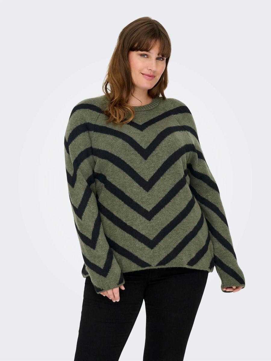 Chevron-Streifen Strickpullover