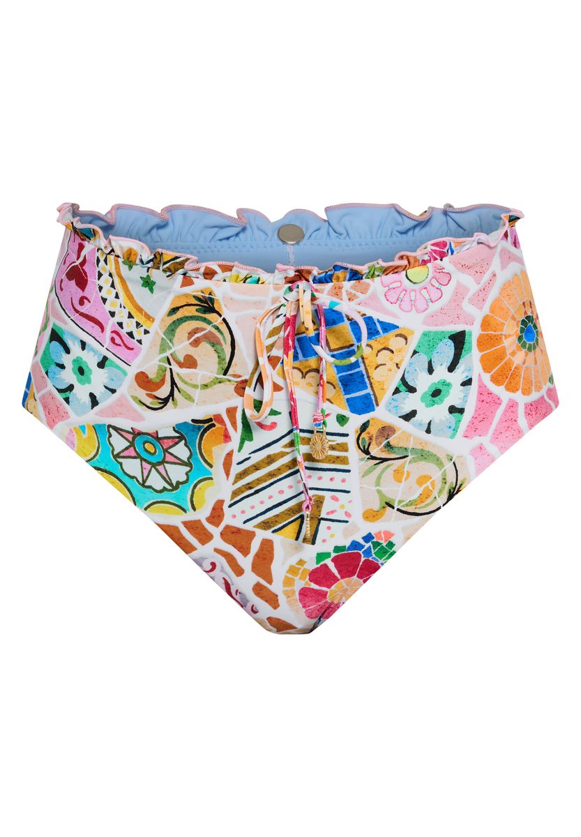 Mosaik-Print High-Waist mit Wellensaum