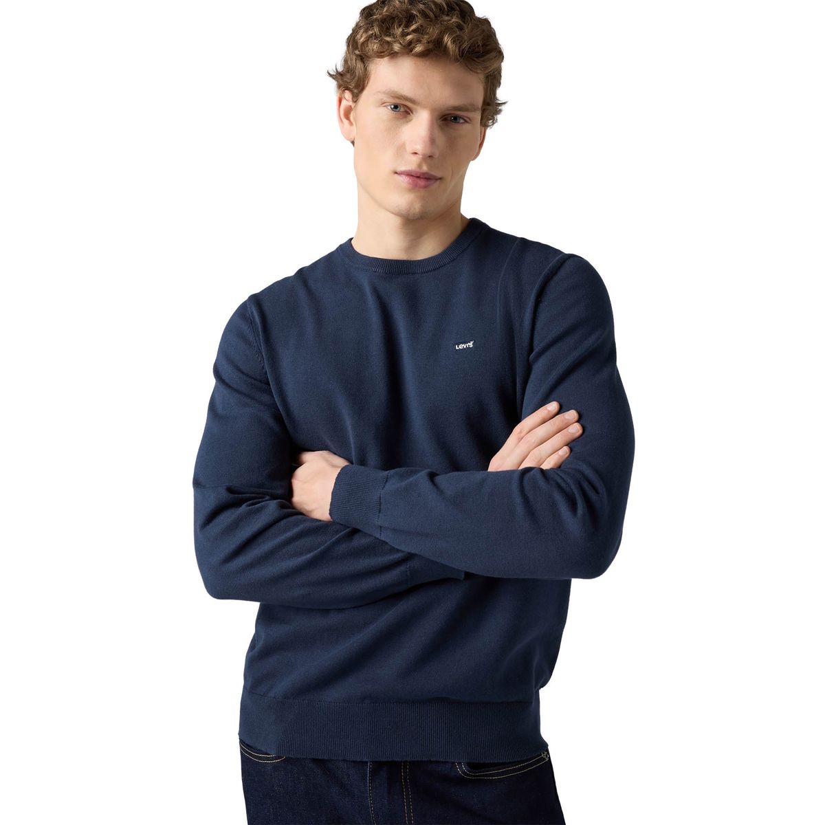 Klassischer Feinstrick-Pullover mit Rundhalsausschnitt