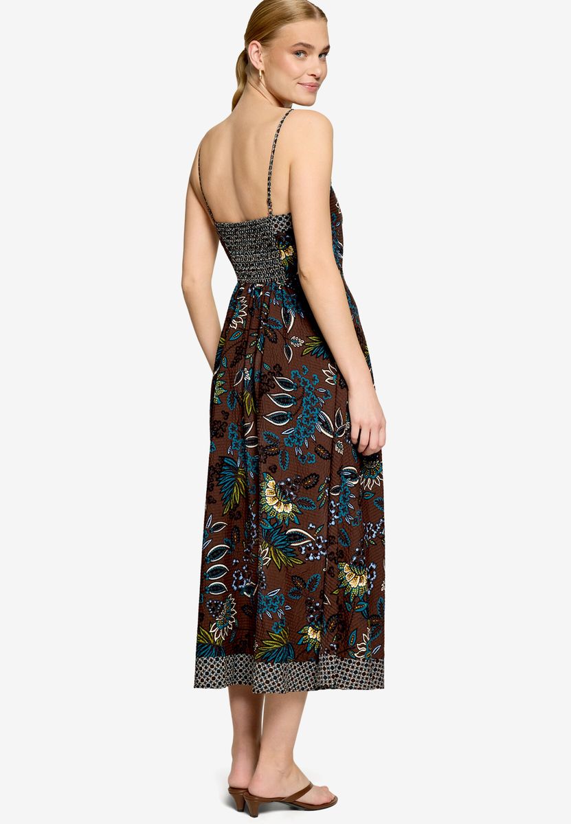 Geblümtes Spaghettiträger-Midikleid