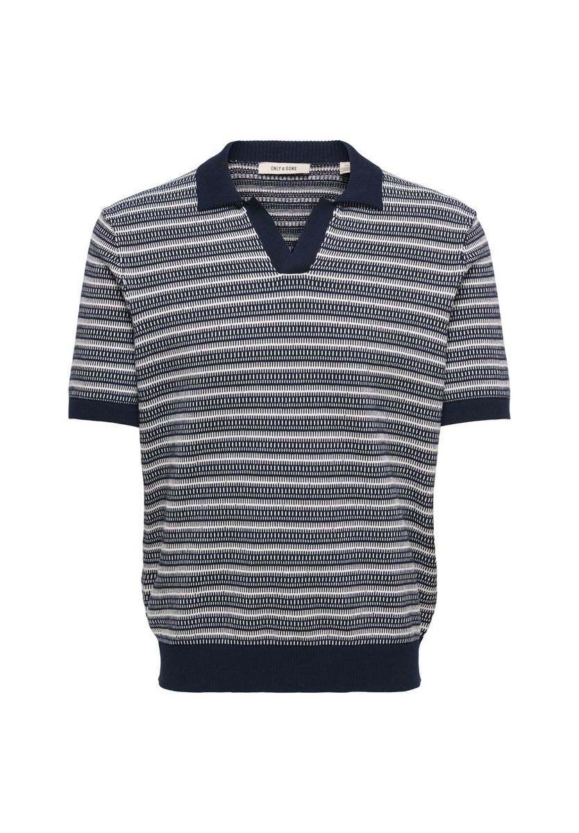 Gestreiftes Strick-Poloshirt mit Kragen
