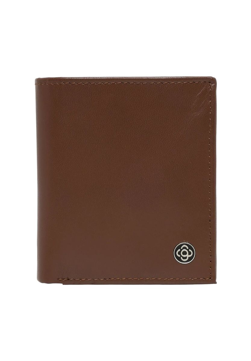 Kompakte Leder-Brieftasche mit Emblem