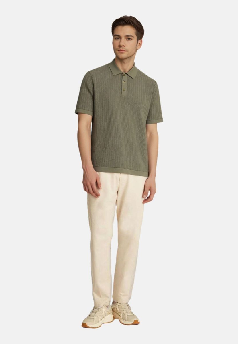 Kurzarm Poloshirt mit Strukturstrick