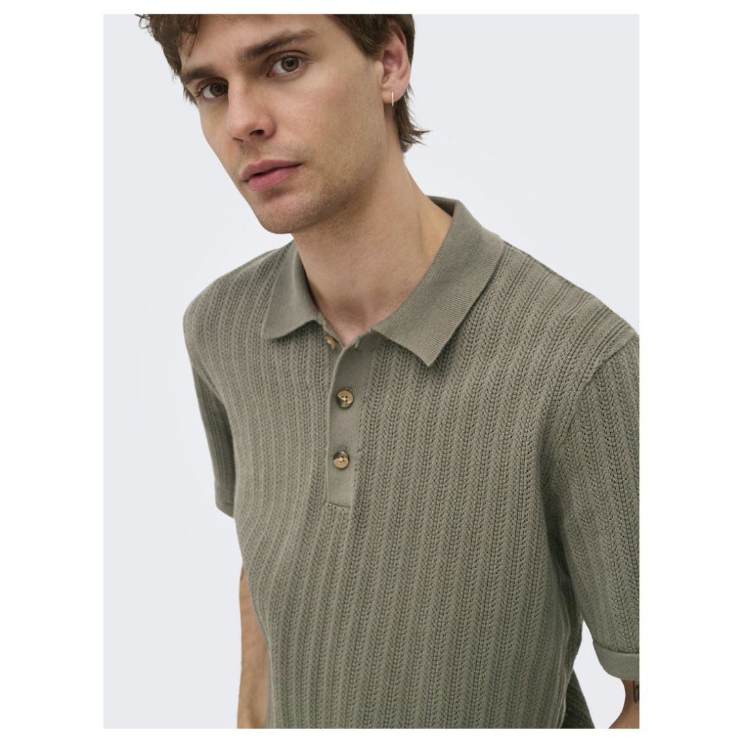Kurzarm Poloshirt mit Strukturstrick