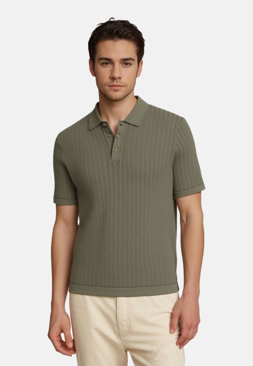 Kurzarm Poloshirt mit Strukturstrick