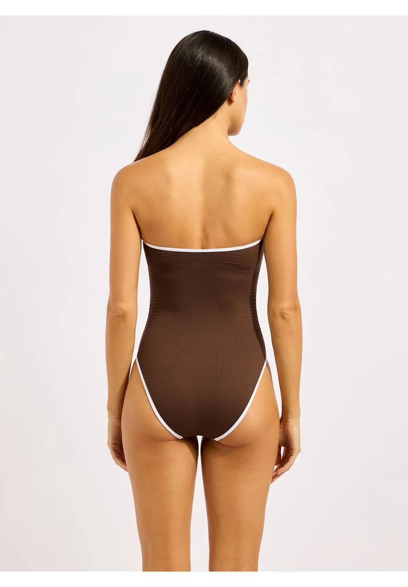 Bandeau-Badeanzug mit Kontrast-Besatz