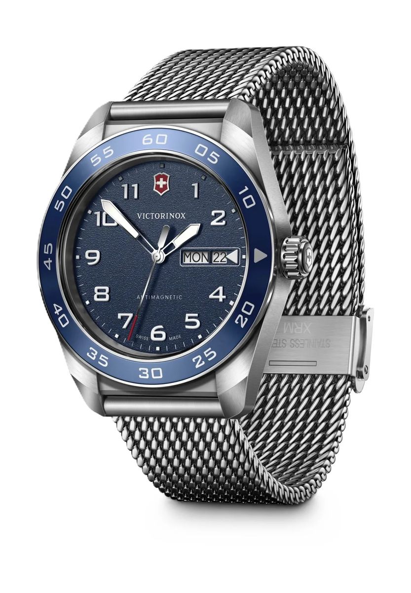 Edelstahl Field-Uhr mit Mesh-Armband