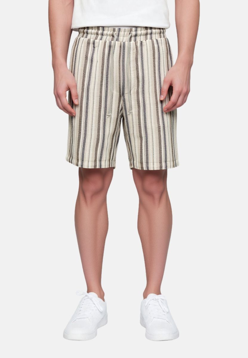 Gestreifte Sommer-Shorts aus Leinenmischung