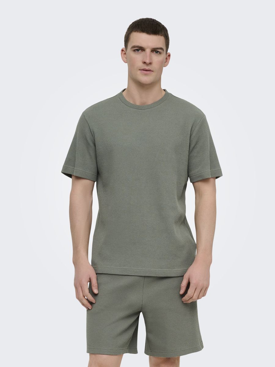 Waffelstrick-T-Shirt im Relaxed Fit