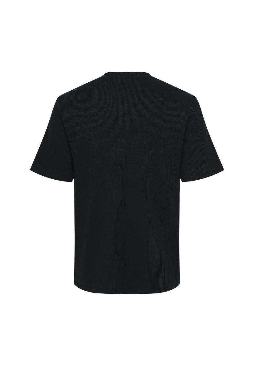 Lockeres Waffelstrick-T-Shirt aus Baumwolle