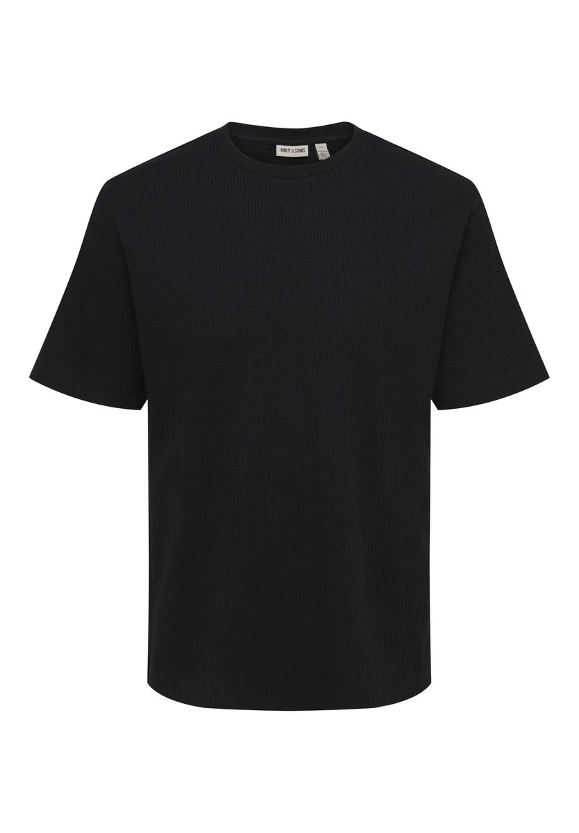 Lockeres Waffelstrick-T-Shirt aus Baumwolle