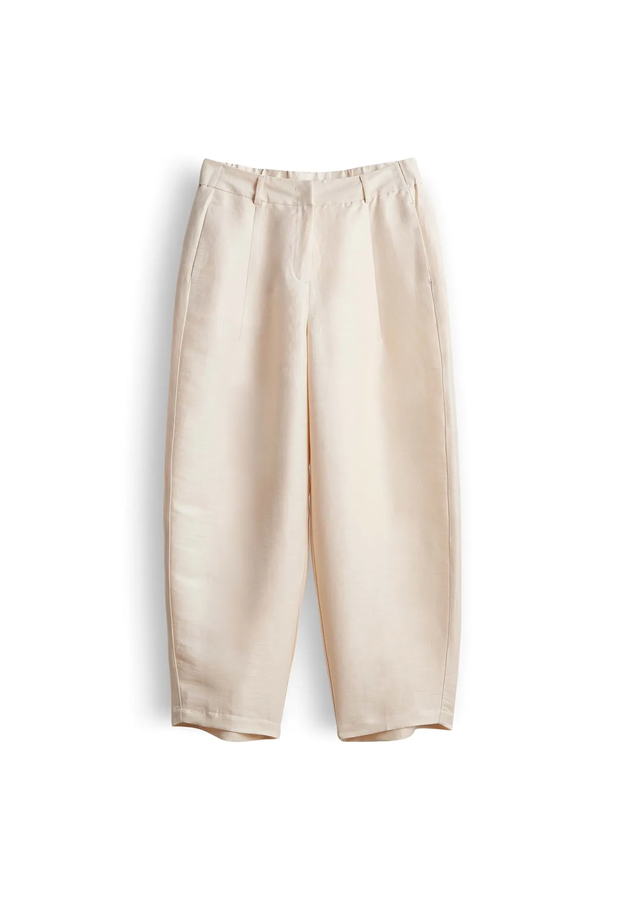 Hochtaillierte Stoffhose mit Leinenanteil