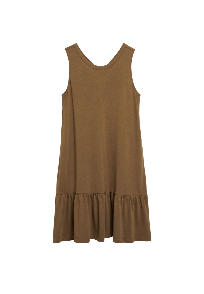 Ärmelloses Jerseykleid mit Volantsaum