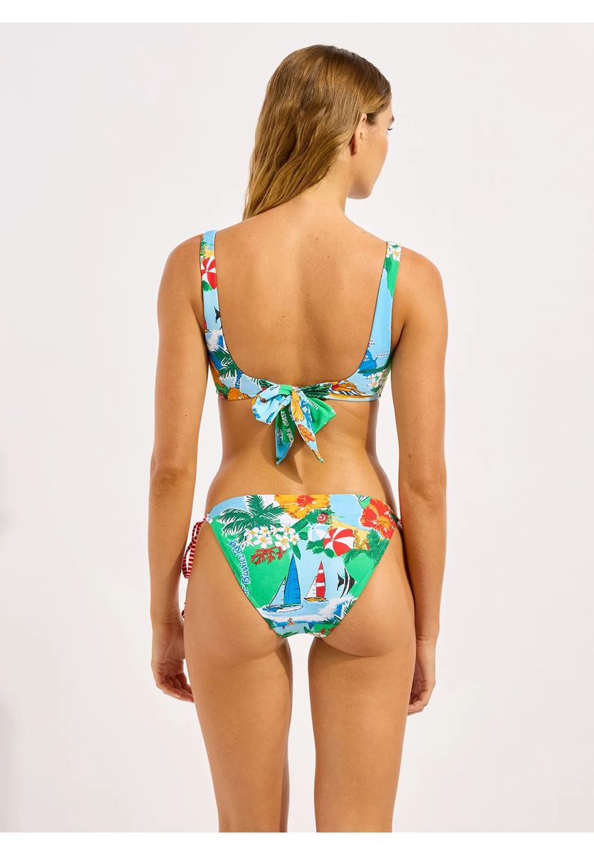 Bikini-Oberteil mit Tropenprint und Ring-Detail