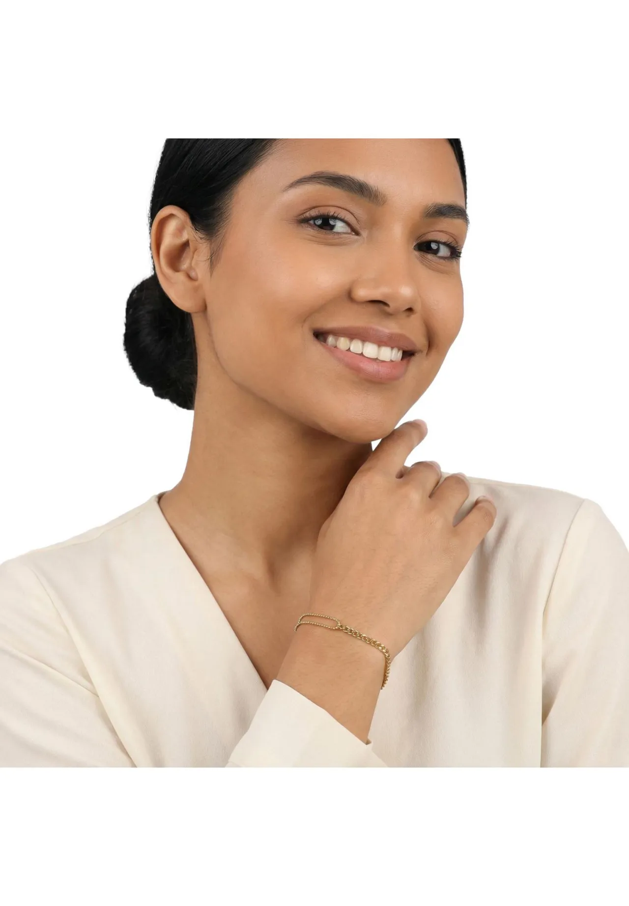 Goldenes Gliederketten-Armband im Mix-Design