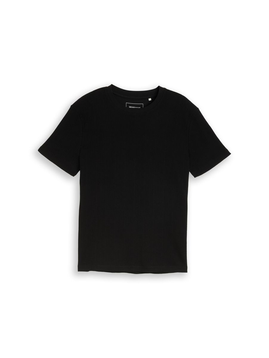 Strukturiertes Baumwoll-T-Shirt in Waffeloptik