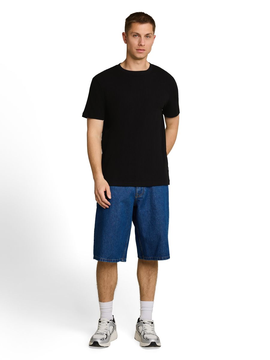 Strukturiertes Baumwoll-T-Shirt in Waffeloptik