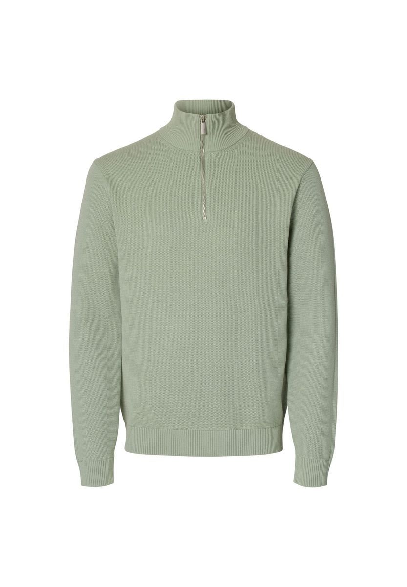 Bio-Baumwoll Pullover mit halbem Reißverschluss