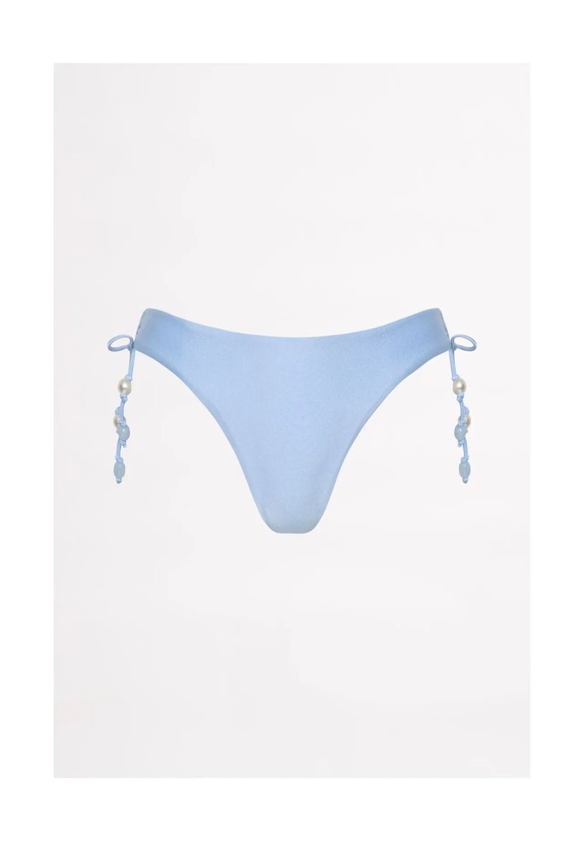 Bikini-Hose mit hohem Beinausschnitt und Perlen