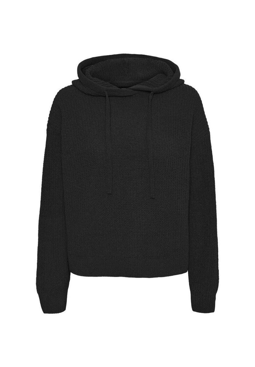 Schwarzer Strick-Hoodie mit Kordelzug