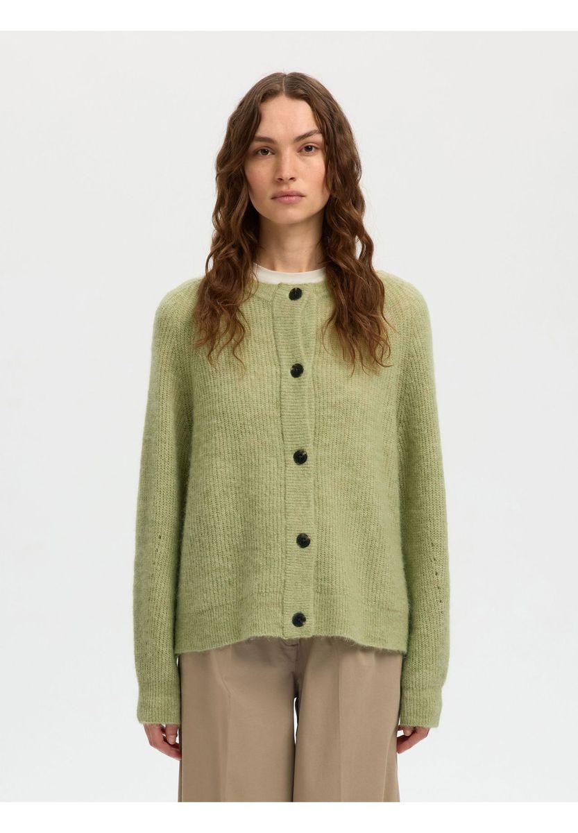 SELECTED FEMME Strickjacke, Wollanteil, für Damen, grün, M