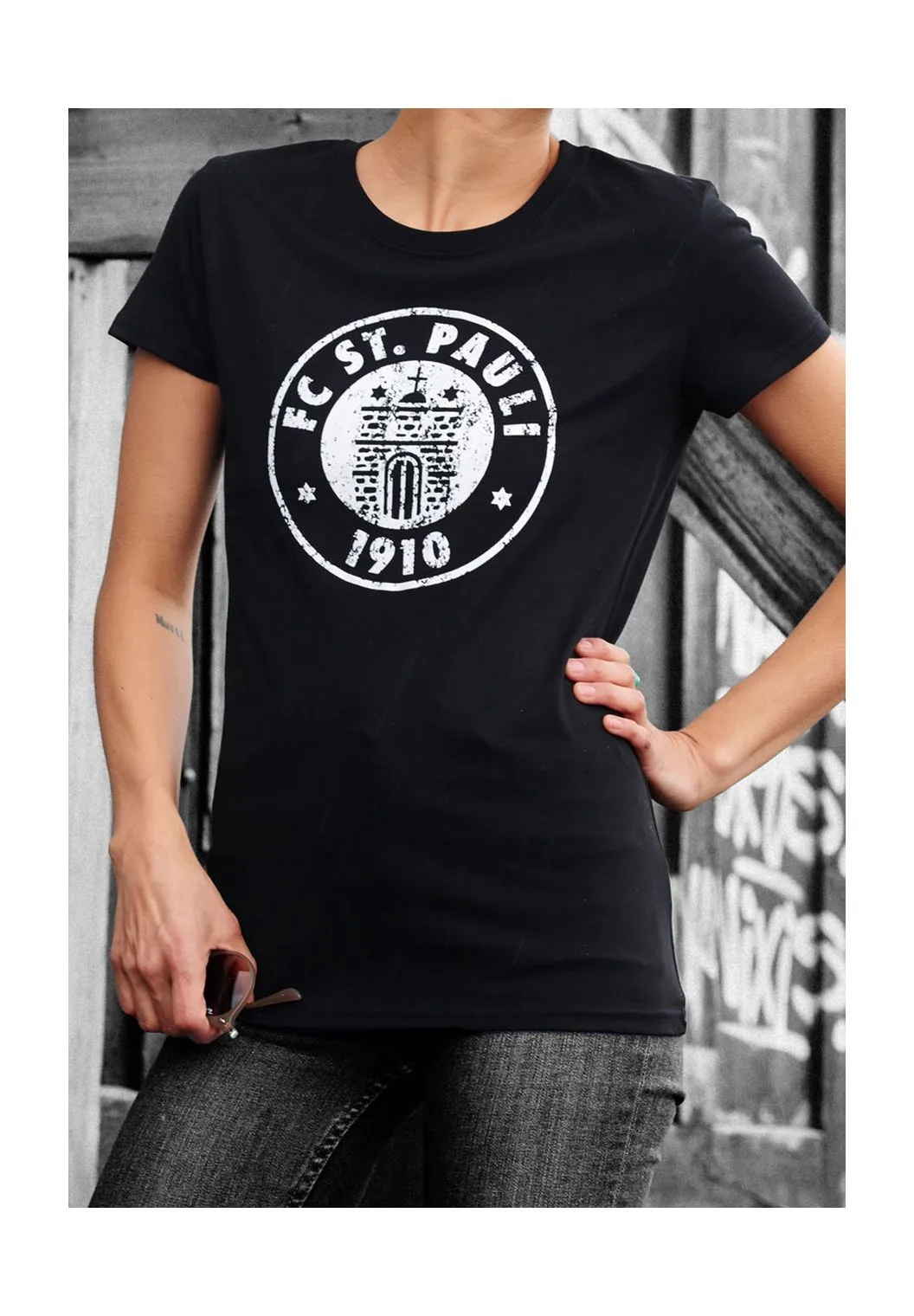 Baumwoll-T-Shirt mit Distressed-Wappen