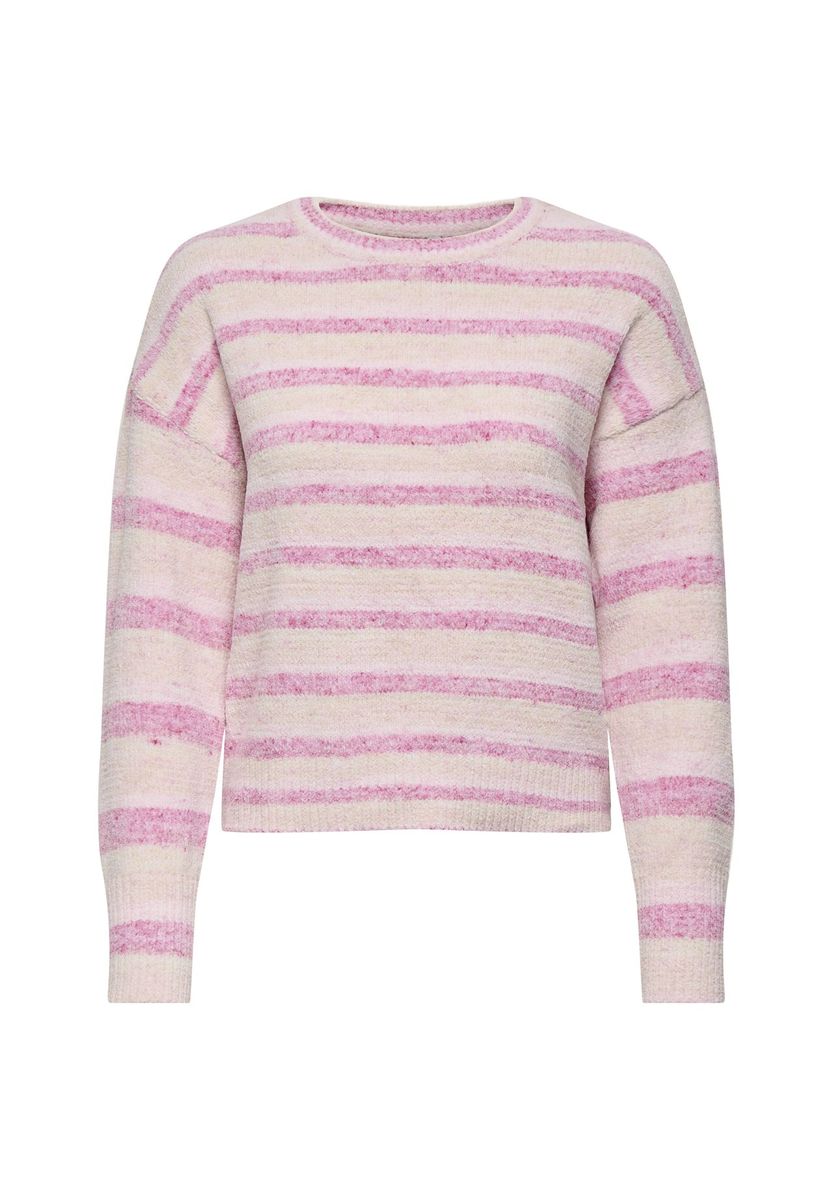 Gestreifter Strickpullover mit Rundhalsausschnitt