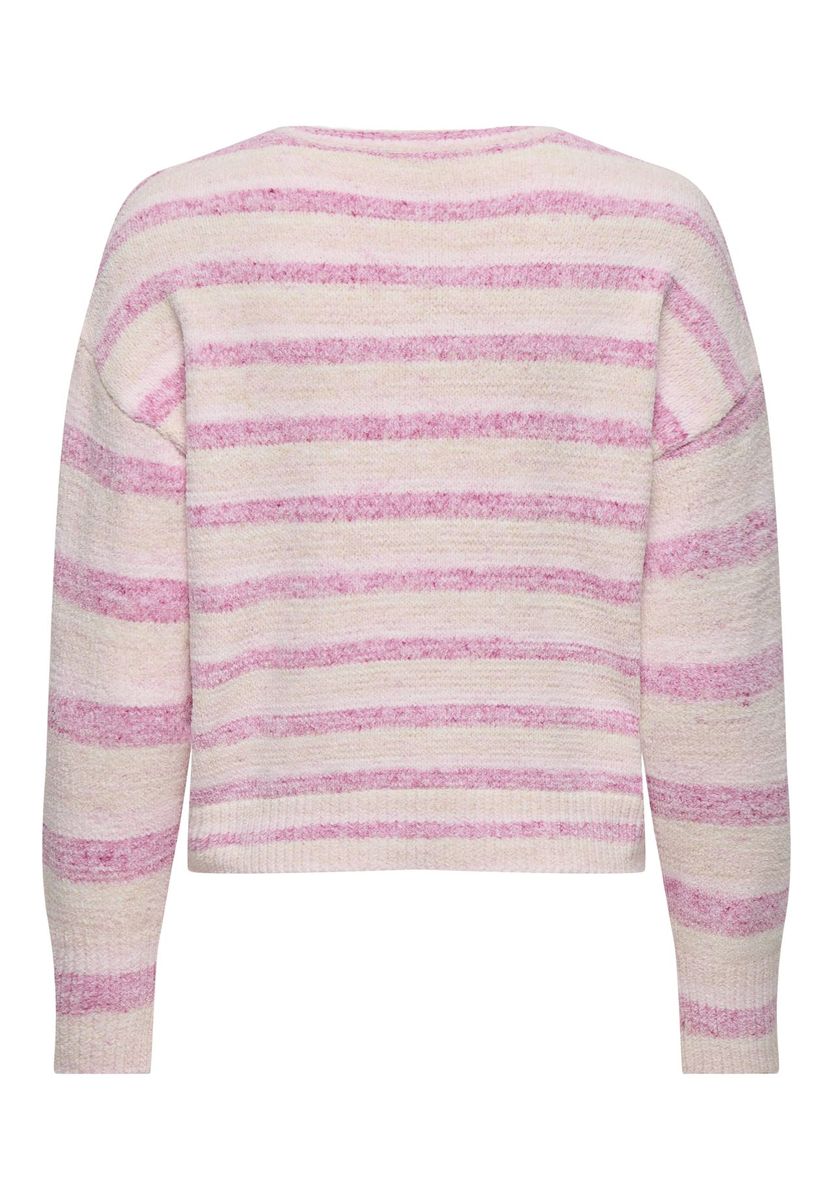 Gestreifter Strickpullover mit Rundhalsausschnitt