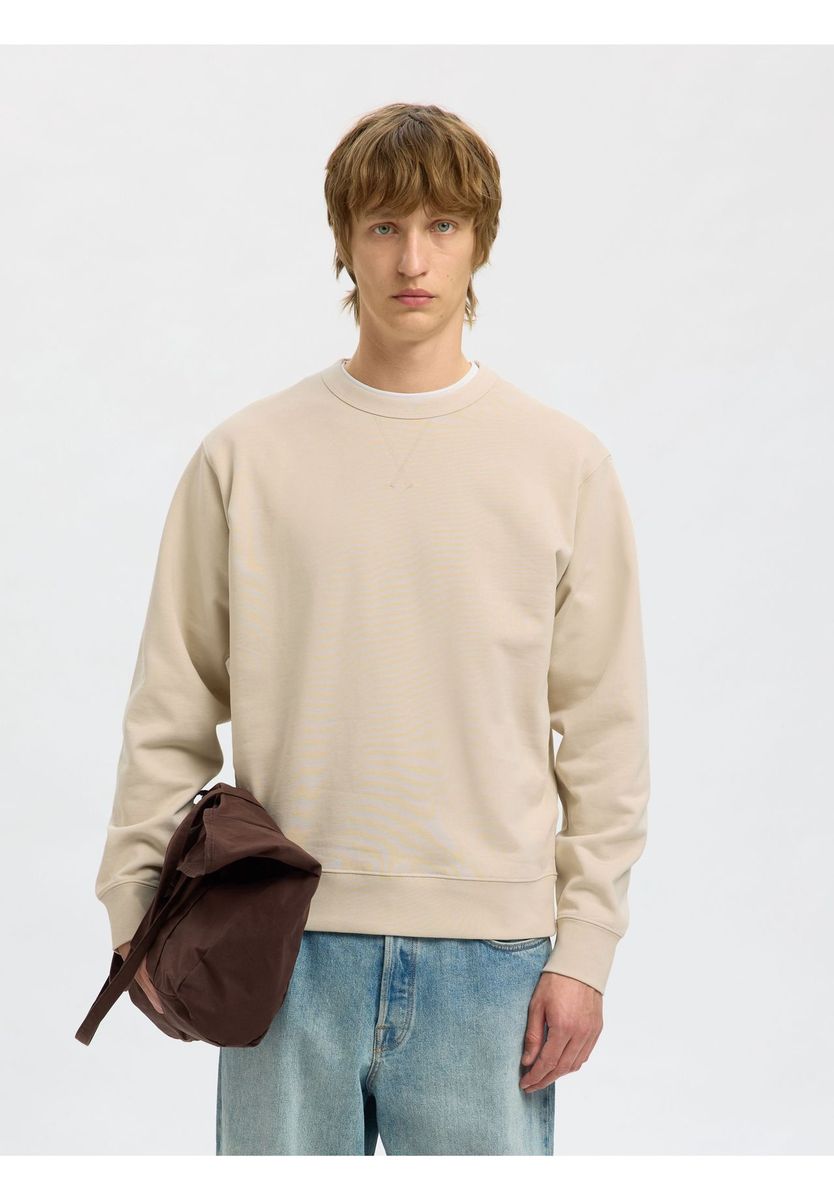 Baumwoll-Sweatshirt mit Rundhalsausschnitt und lockerer Passform