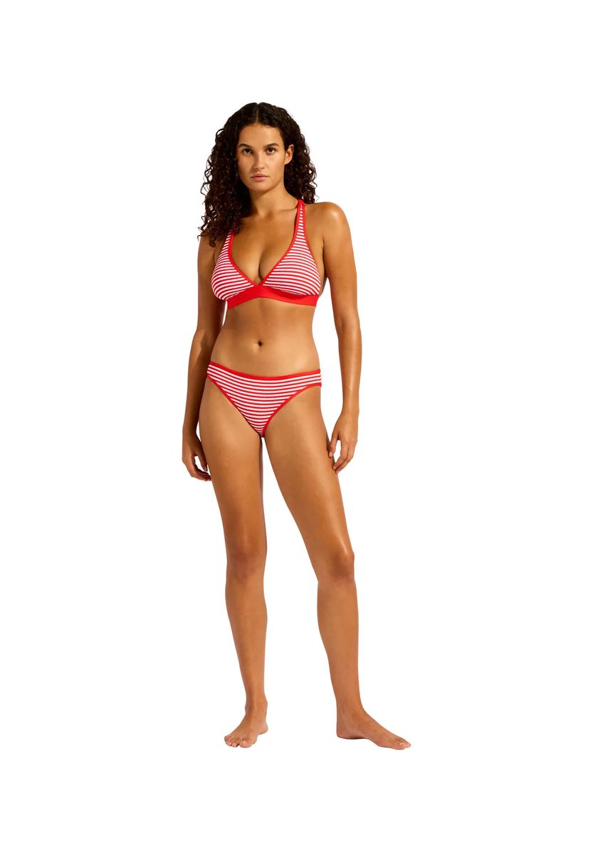 Gestreiftes Longline-Triangel-Bikinioberteil