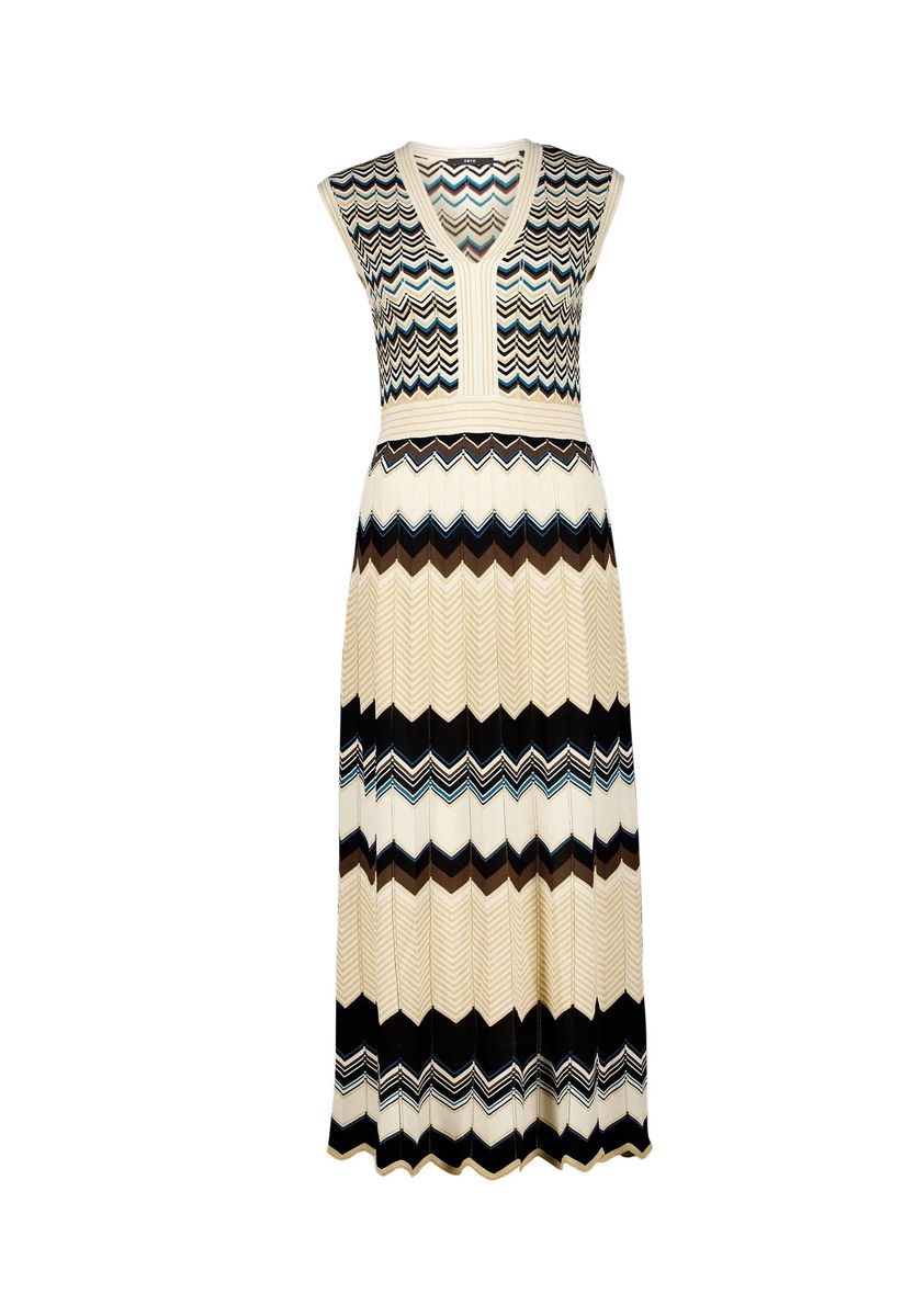 Elegantes Strick-Maxikleid mit Zickzack-Muster