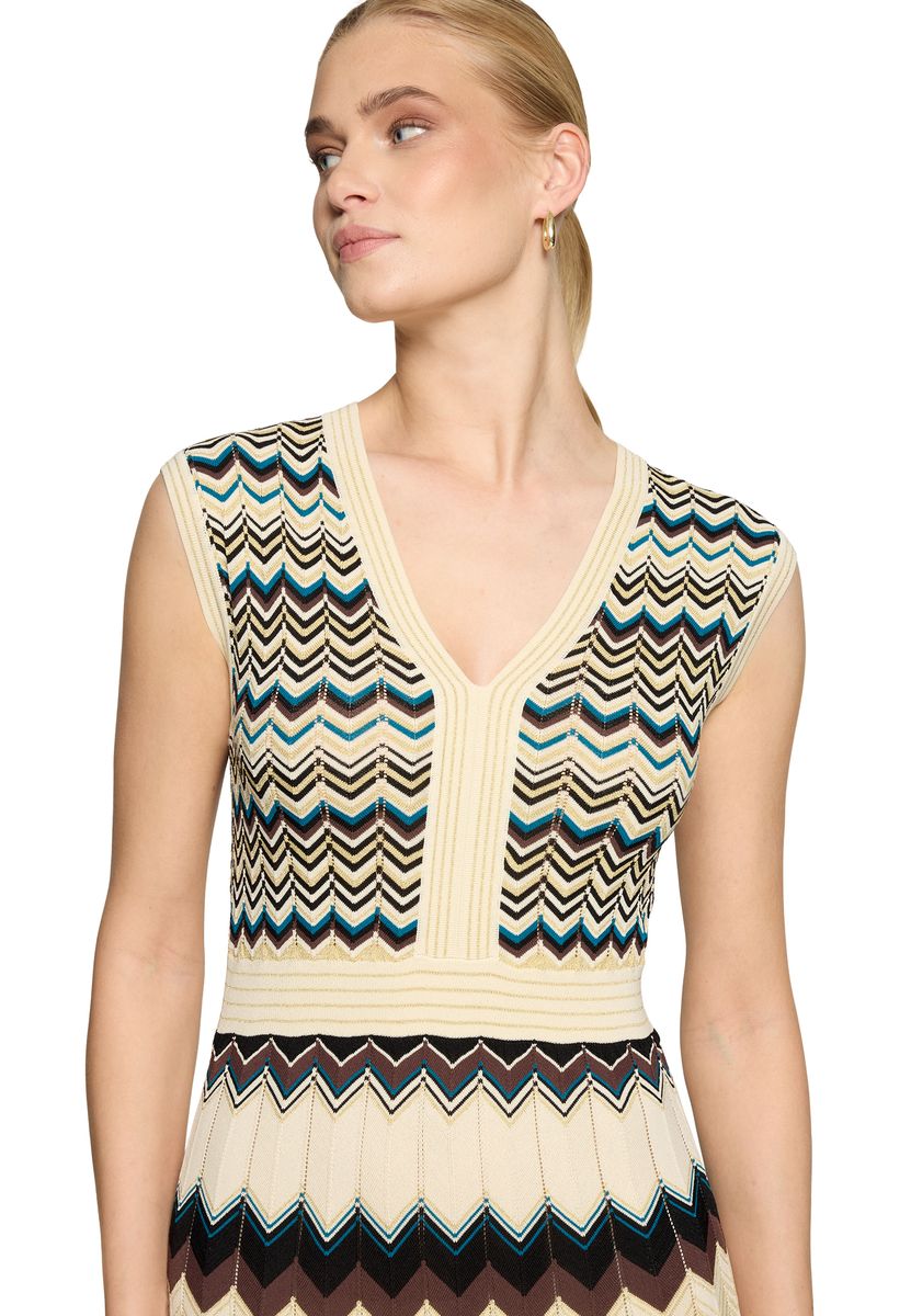 Elegantes Strick-Maxikleid mit Zickzack-Muster