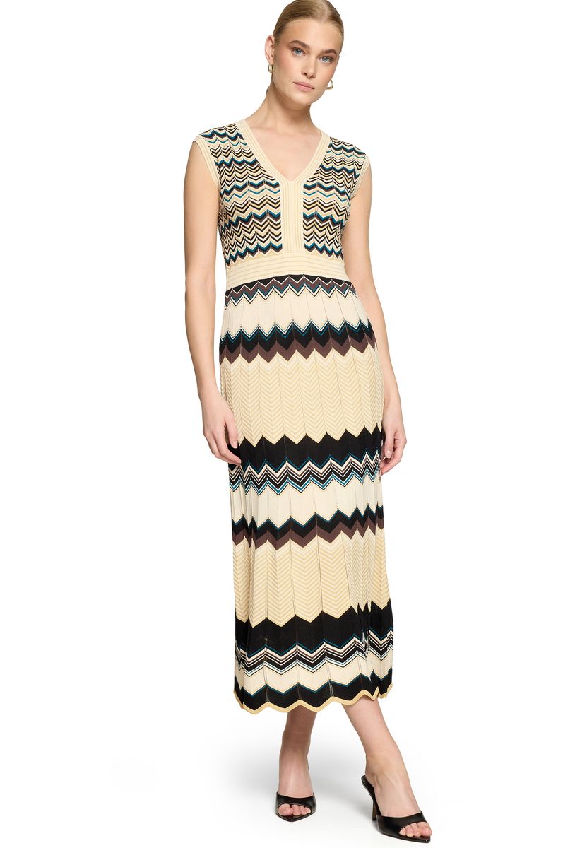 Elegantes Strick-Maxikleid mit Zickzack-Muster
