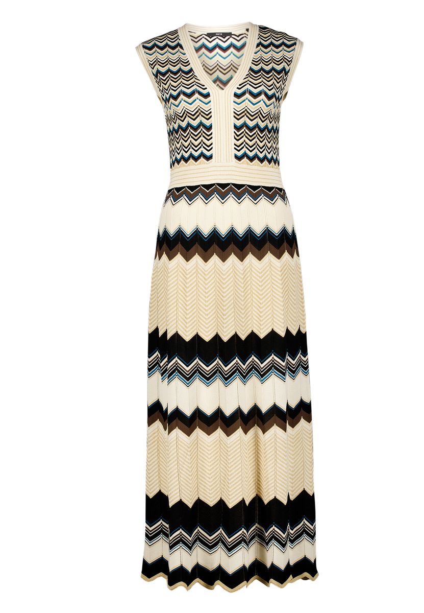 Elegantes Strick-Maxikleid mit Zickzack-Muster