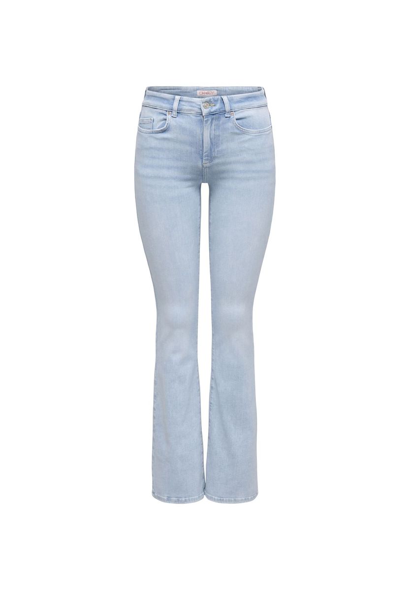 Jeans mit ausgestelltem Bein, helle Waschung