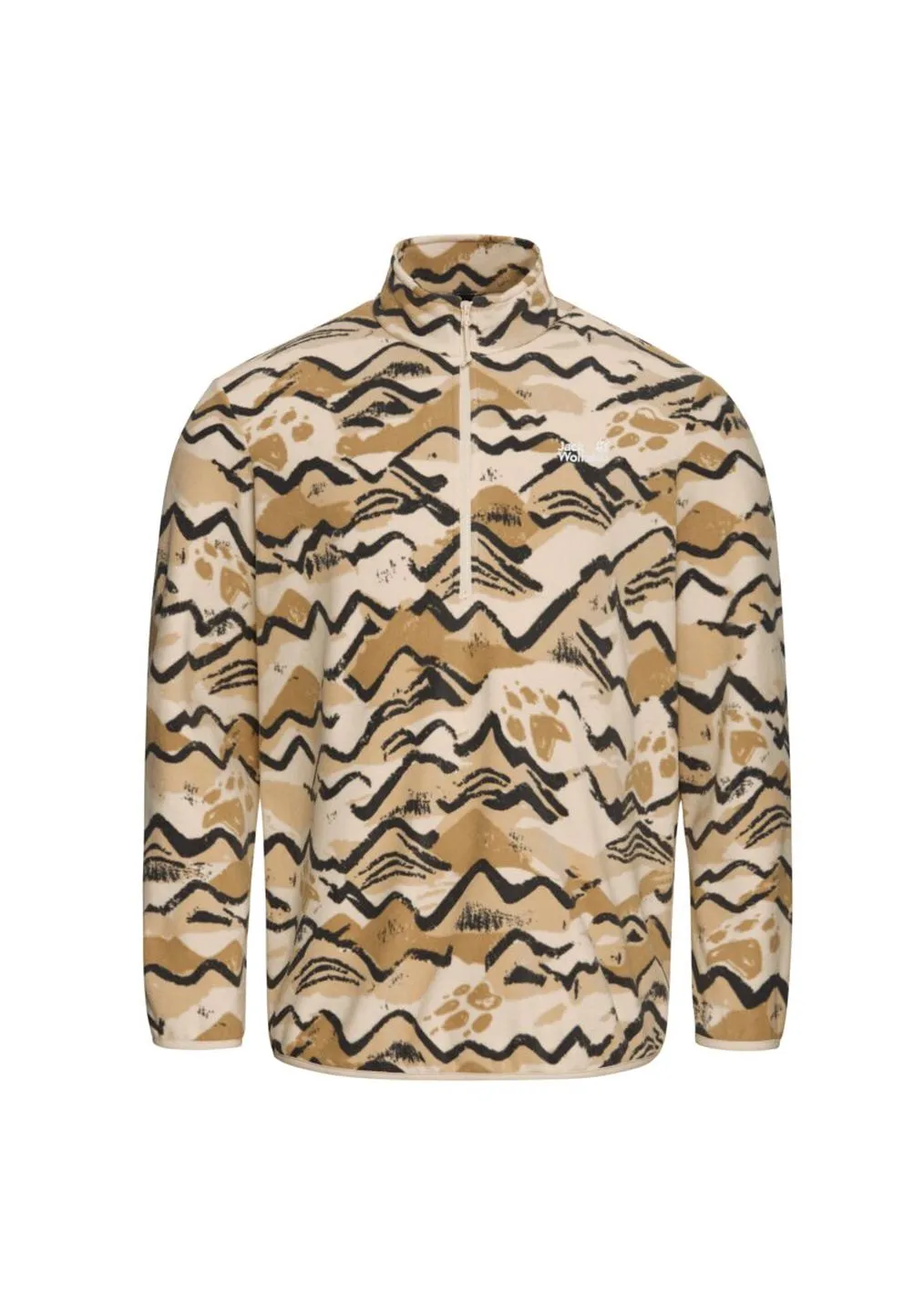 Fleecepullover mit abstraktem Muster und Troyer-Kragen